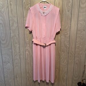 Pink Vintage Leslie Fay Belted Dress